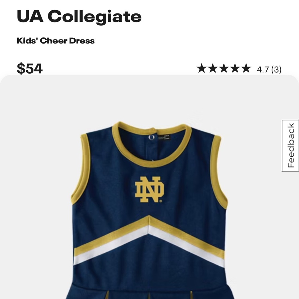Under Armor Notre Dame Girls Cheer Outfit